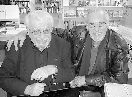 Frank Newfeld (l) and Dennis Reid at David Mirvish Books on Art (Toronto). October, 2008. Photo by Don McLeod.