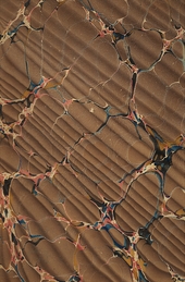 brown, beige and red rippled marbled endpaper