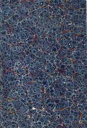 blue, red and beige spotted marbled endpaper