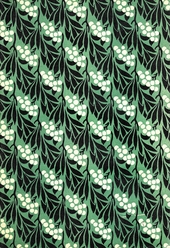 light green endpaper with black leaf and white berry pattern