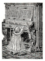 child at piano engraving