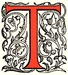 Initial T engraving