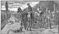 horse and buggy ride engraving
