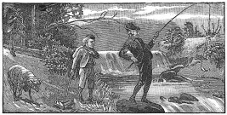 river, fishing engraving